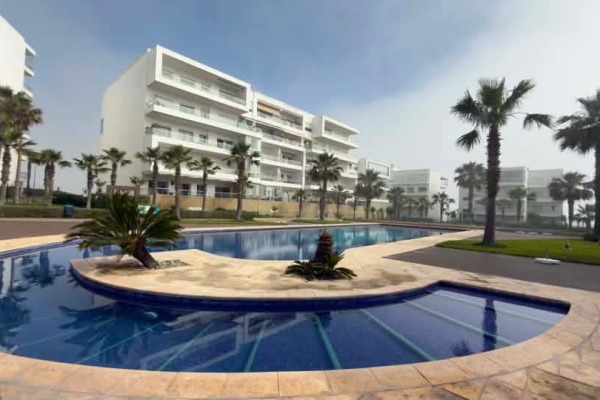 Appartement 3 Chambres Meublé à Louer à Dar Bouazza – 150 m² avec Vue Mer Latérale et 4 Terrasses